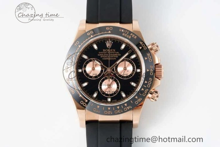Daytona 116515 QF 1:1 Best Edition Black RG Dial on Oysterflex Rubber Strap SA4130