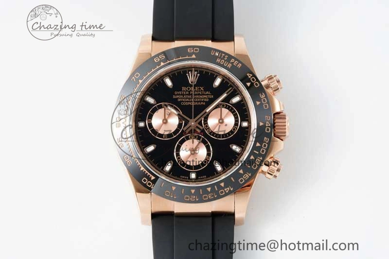 Daytona 116515 QF 1:1 Best Edition Black RG Dial on Oysterflex Rubber Strap SA4130