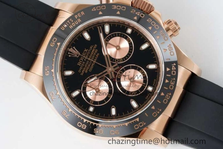 Daytona 116515 QF 1:1 Best Edition Black RG Dial on Oysterflex Rubber Strap SA4130