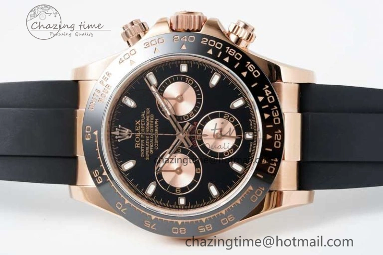 Daytona 116515 QF 1:1 Best Edition Black RG Dial on Oysterflex Rubber Strap SA4130