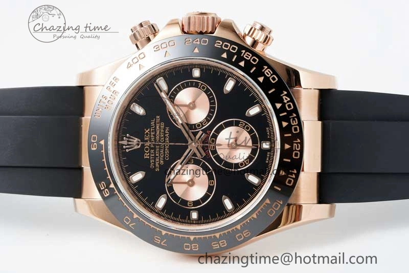 Daytona 116515 QF 1:1 Best Edition Black RG Dial on Oysterflex Rubber Strap SA4130
