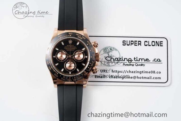 Daytona 116515 QF 1:1 Best Edition Black RG Dial on Oysterflex Rubber Strap SA4130