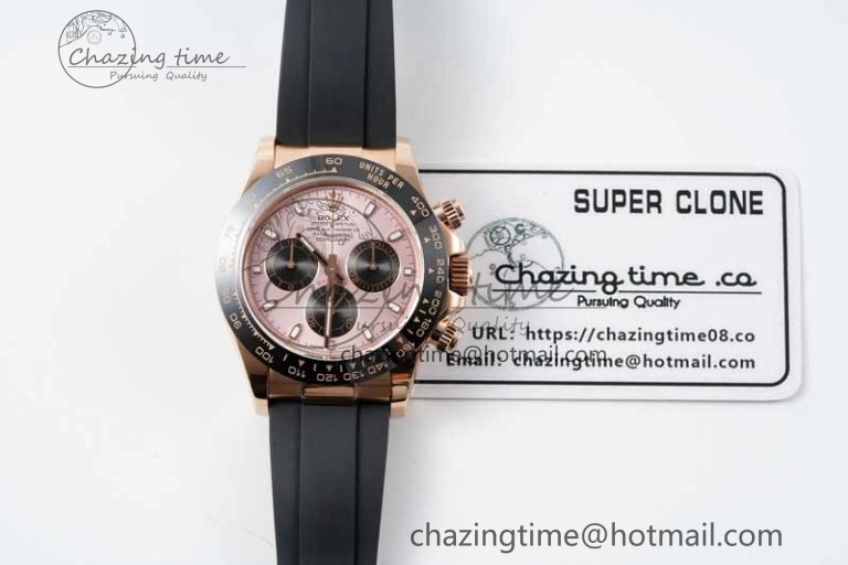 Daytona 116515 QF 1:1 Best Edition Pink Dial on Oysterflex Rubber Strap SA4130