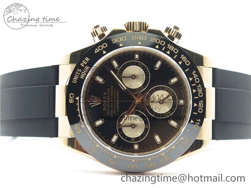 Daytona 116515 RG 904L Noob 1:1 Best Edition Black Dial On Black Rubber Strap SA4130 (Free Extra Strap) V3