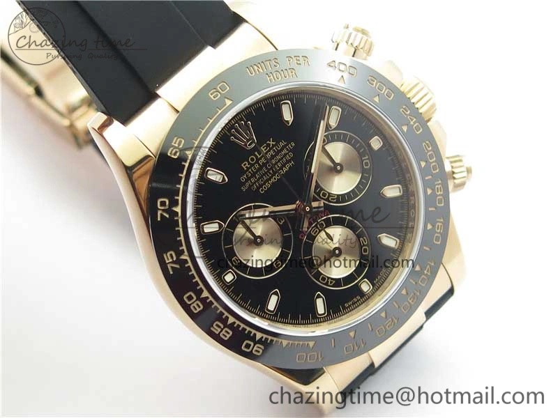 Daytona 116515 RG 904L Noob 1:1 Best Edition Black Dial On Black Rubber Strap SA4130 (Free Extra Strap) V3