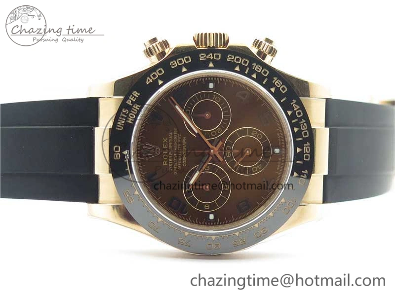 Daytona 116515 RG 904L Noob 1:1 Best Edition Chocolate Dial On Black Rubber Strap SA4130 (Free Extra Strap) V3