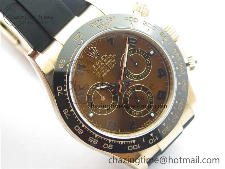 Daytona 116515 RG 904L Noob 1:1 Best Edition Chocolate Dial On Black Rubber Strap SA4130 (Free Extra Strap) V3