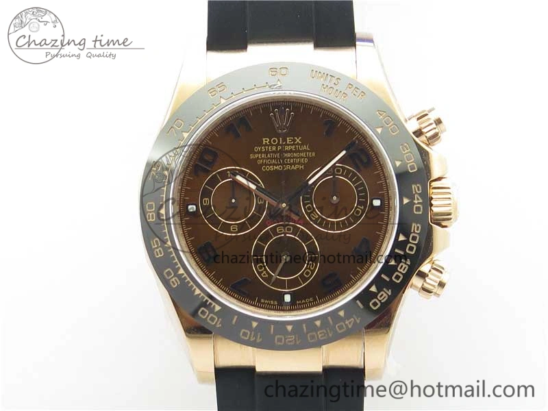 Daytona 116515 RG 904L Noob 1:1 Best Edition Chocolate Dial On Black Rubber Strap SA4130 (Free Extra Strap) V3