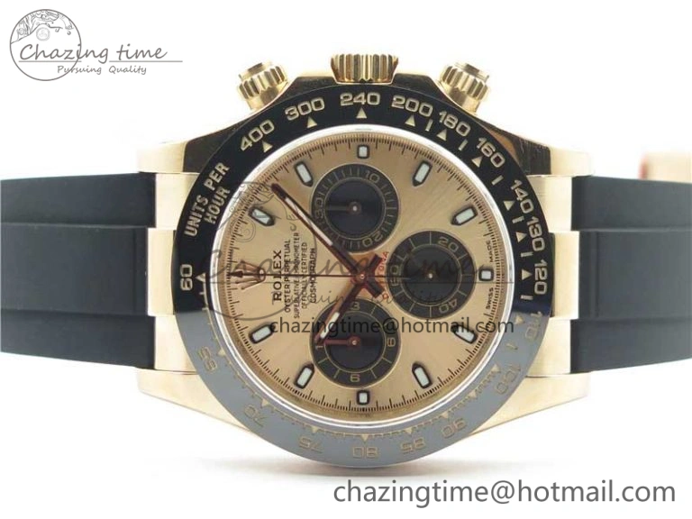 Daytona 116515 RG 904L Noob 1:1 Best Edition Rose Gold Dial On Black Rubber Strap SA4130 (Free Extra Strap) V3