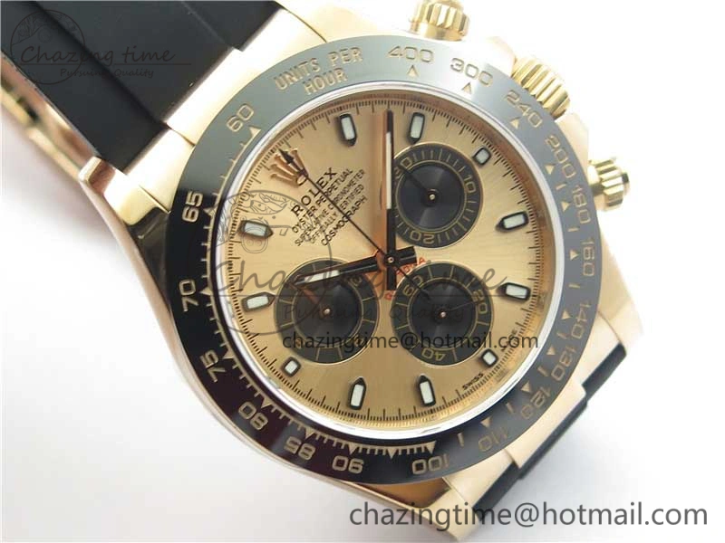 Daytona 116515 RG 904L Noob 1:1 Best Edition Rose Gold Dial On Black Rubber Strap SA4130 (Free Extra Strap) V3