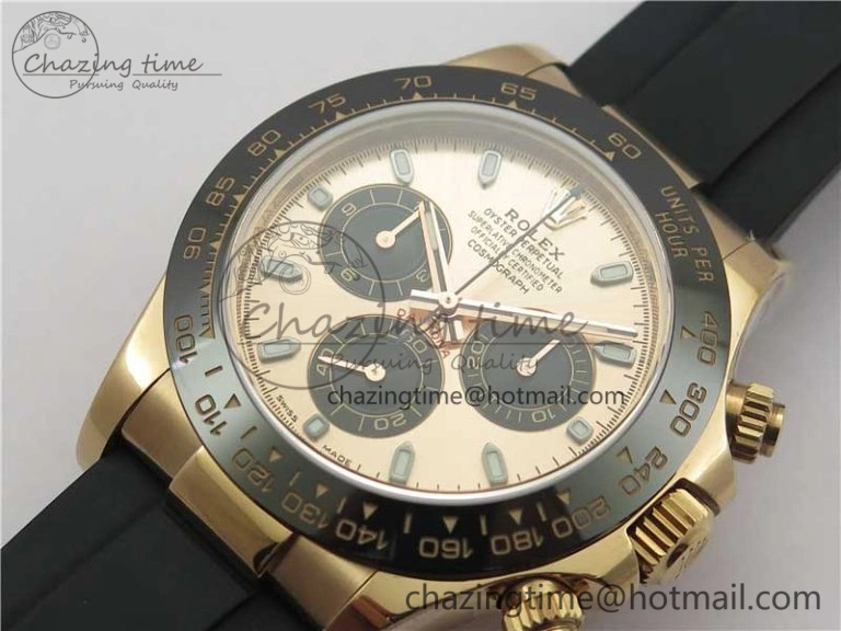 Daytona 116515 RG 904L Noob 1:1 Best Edition Rose Gold Dial On Black Rubber Strap SA4130 (Free Extra Strap) V3