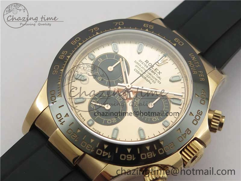 Daytona 116515 RG 904L Noob 1:1 Best Edition Rose Gold Dial On Black Rubber Strap SA4130 (Free Extra Strap) V3