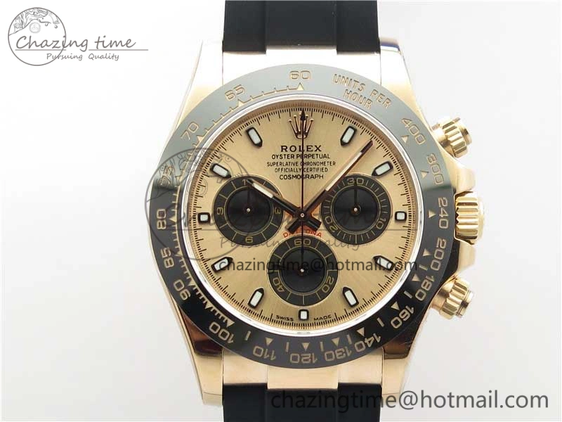 Daytona 116515 RG 904L Noob 1:1 Best Edition Rose Gold Dial On Black Rubber Strap SA4130 (Free Extra Strap) V3