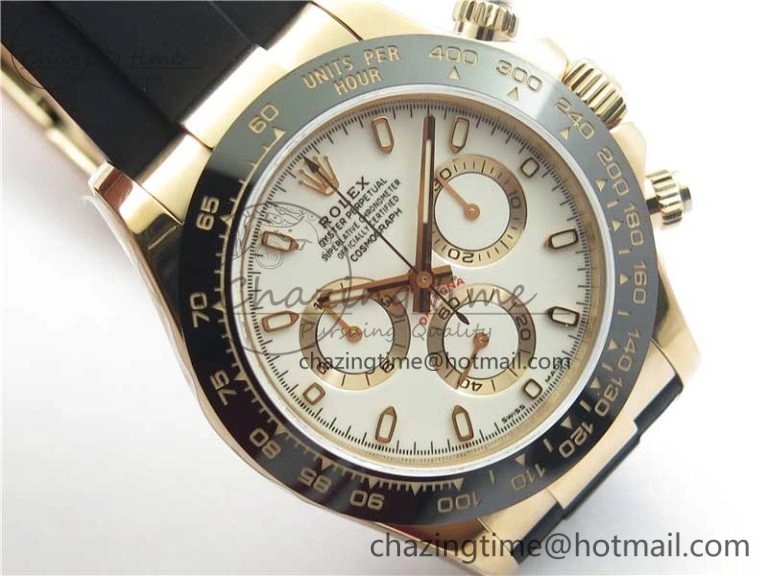 Daytona 116515 RG 904L Noob 1:1 Best Edition White Dial On Black Rubber Strap SA4130 (Free Extra Strap) V3