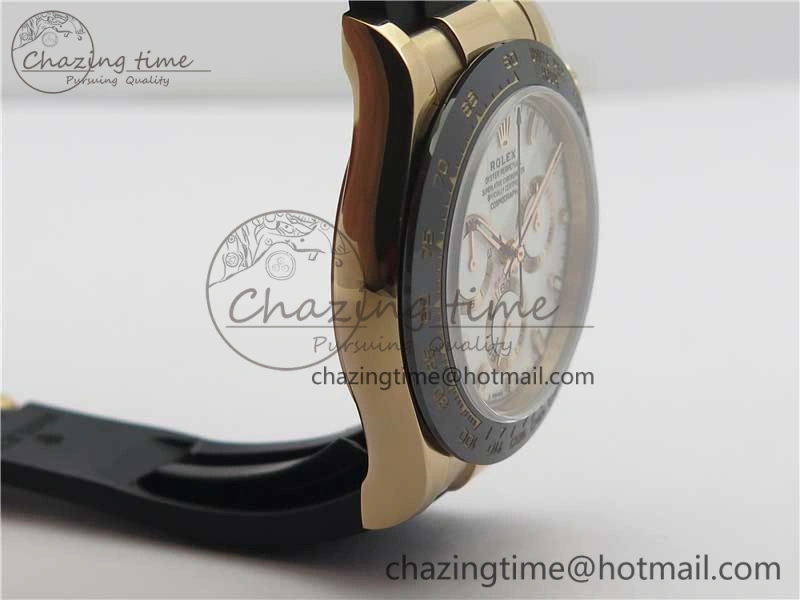 Daytona 116515 RG 904L Noob 1:1 Best Edition White Dial On Black Rubber Strap SA4130 (Free Extra Strap) V3