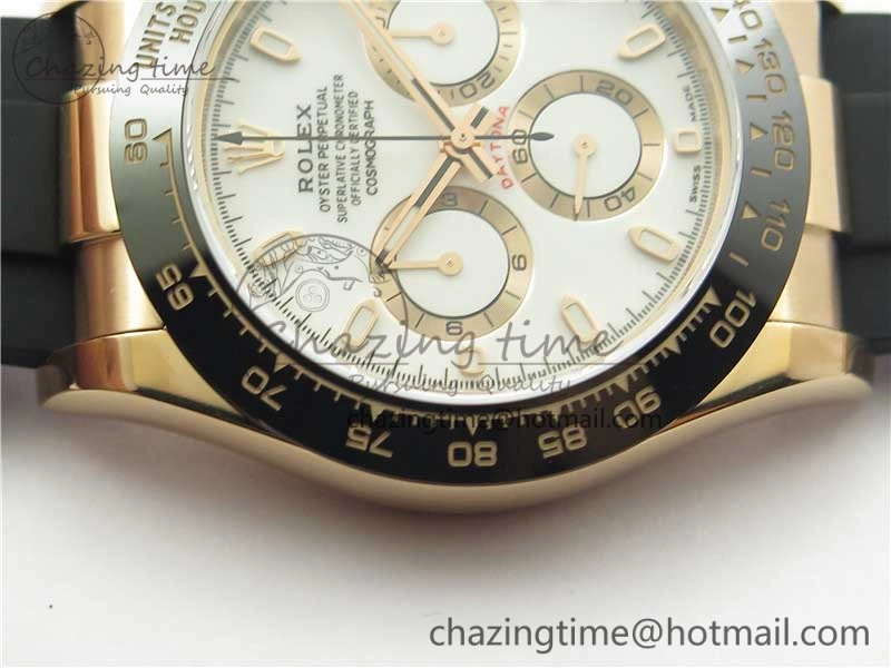 Daytona 116515 RG 904L Noob 1:1 Best Edition White Dial On Black Rubber Strap SA4130 (Free Extra Strap) V3
