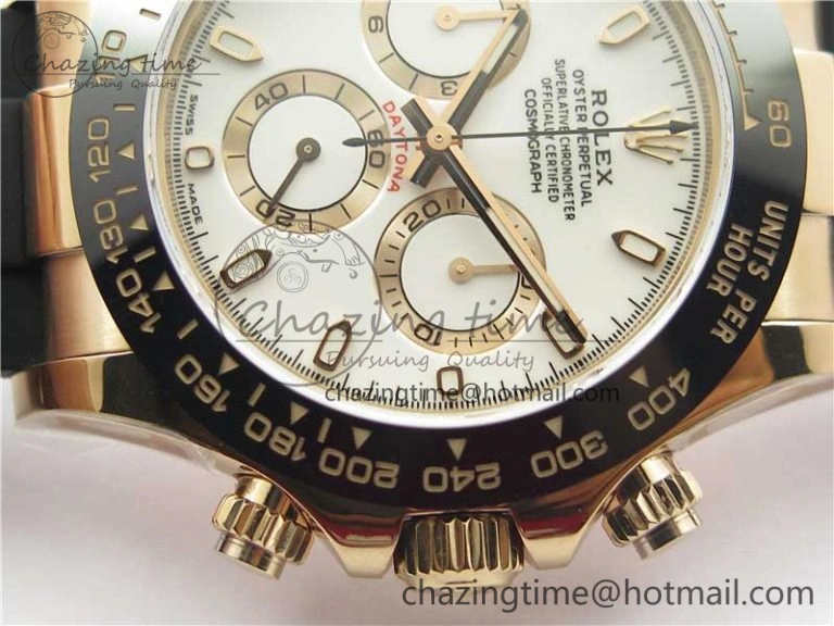 Daytona 116515 RG 904L Noob 1:1 Best Edition White Dial On Black Rubber Strap SA4130 (Free Extra Strap) V3
