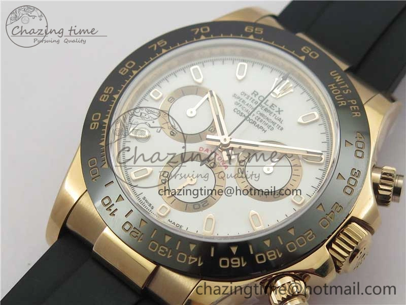 Daytona 116515 RG 904L Noob 1:1 Best Edition White Dial On Black Rubber Strap SA4130 (Free Extra Strap) V3