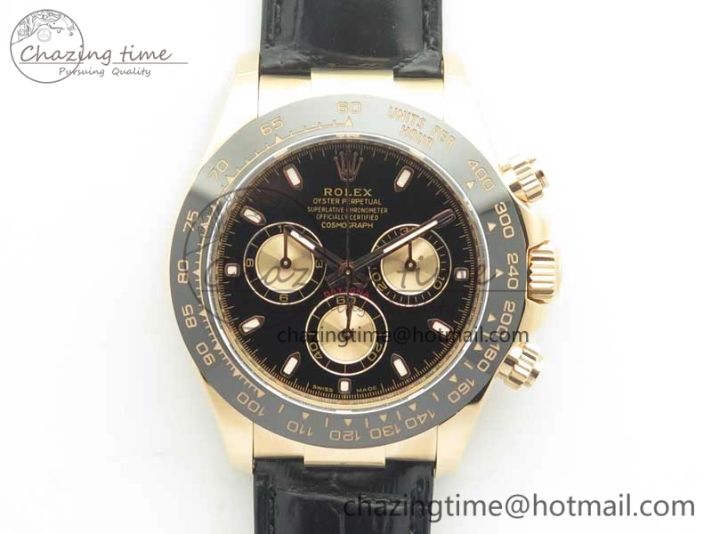 Daytona 116515 RG Noob 1:1 Best Edition Black Dial On Leather Strap SA4130