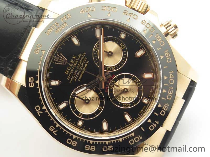 Daytona 116515 RG Noob 1:1 Best Edition Black Dial On Leather Strap SA4130