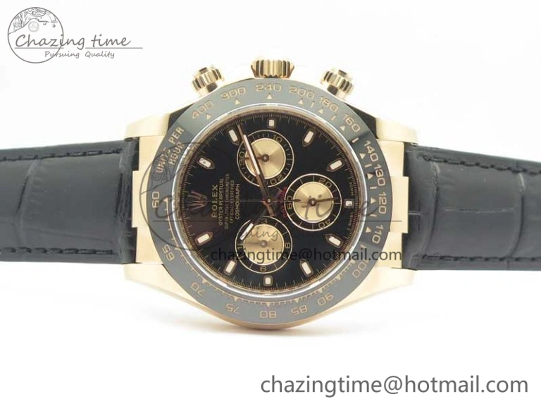 Daytona 116515 RG Noob 1:1 Best Edition Black Dial On Leather Strap SA4130