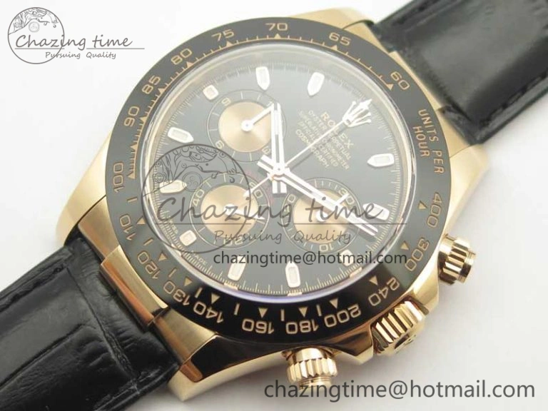 Daytona 116515 RG Noob 1:1 Best Edition Black Dial On Leather Strap SA4130