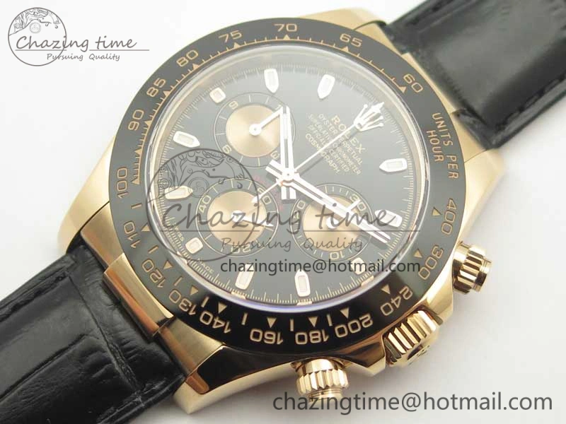 Daytona 116515 RG Noob 1:1 Best Edition Black Dial On Leather Strap SA4130