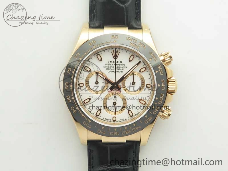 Daytona 116515 RG Noob 1:1 Best Edition White Dial On Leather Strap SA4130