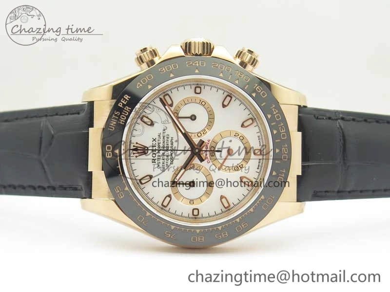 Daytona 116515 RG Noob 1:1 Best Edition White Dial On Leather Strap SA4130