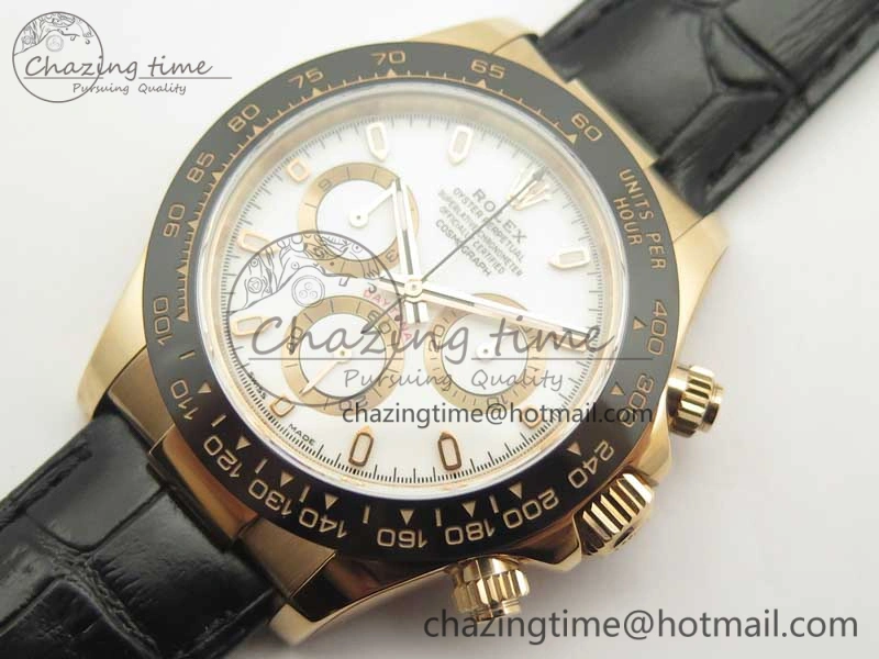 Daytona 116515 RG Noob 1:1 Best Edition White Dial On Leather Strap SA4130