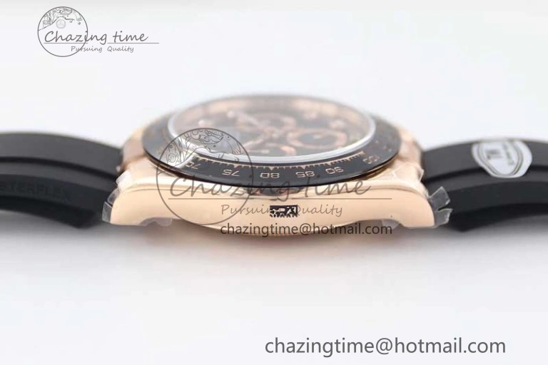 Daytona 116515 RG TWF 1:1 Best Edition 904L Steel Black  RG Diamonds Dial on Oysterflex Strap A7750