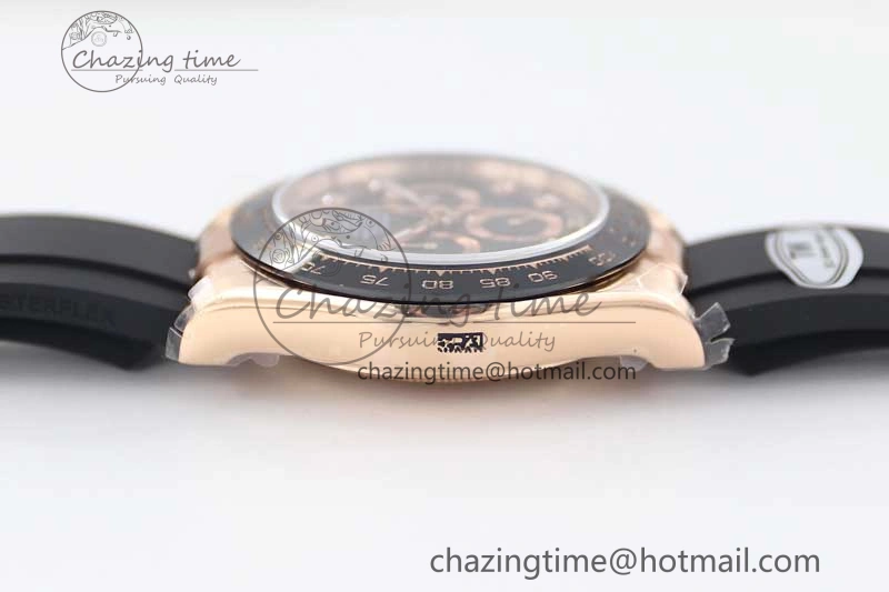 Daytona 116515 RG TWF 1:1 Best Edition 904L Steel Black  RG Diamonds Dial on Oysterflex Strap A7750