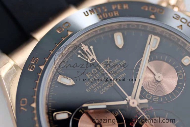 Daytona 116515 RG TWF 1:1 Best Edition 904L Steel Black RG Dial on Oysterflex Strap A7750