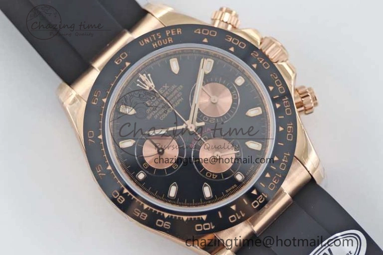 Daytona 116515 RG TWF 1:1 Best Edition 904L Steel Black RG Dial on Oysterflex Strap A7750