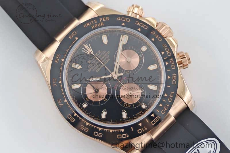 Daytona 116515 RG TWF 1:1 Best Edition 904L Steel Black RG Dial on Oysterflex Strap A7750