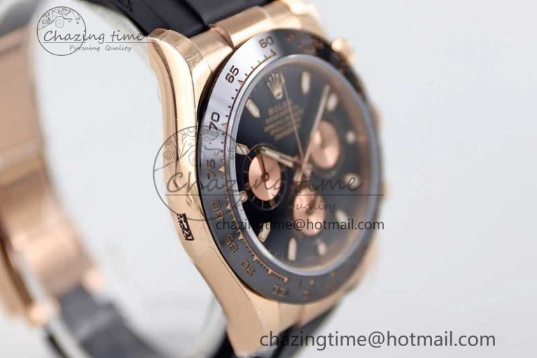 Daytona 116515 RG TWF 1:1 Best Edition 904L Steel Black RG Dial on Oysterflex Strap A7750