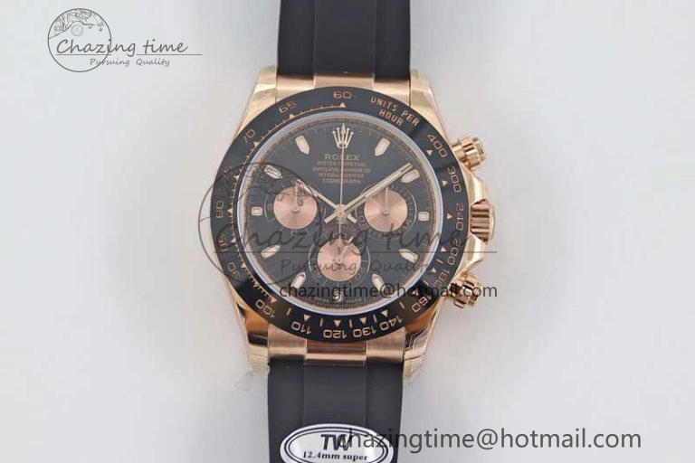 Daytona 116515 RG TWF 1:1 Best Edition 904L Steel Black RG Dial on Oysterflex Strap A7750