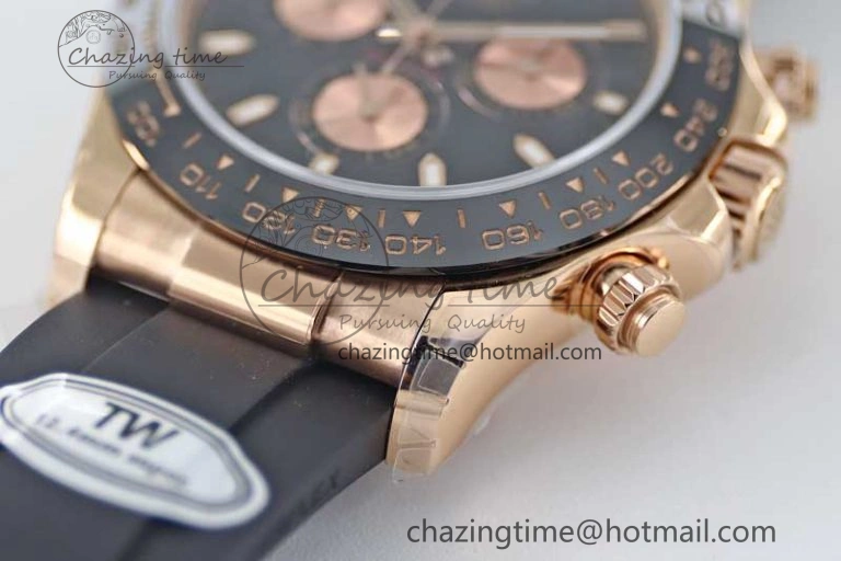 Daytona 116515 RG TWF 1:1 Best Edition 904L Steel Black RG Dial on Oysterflex Strap A7750
