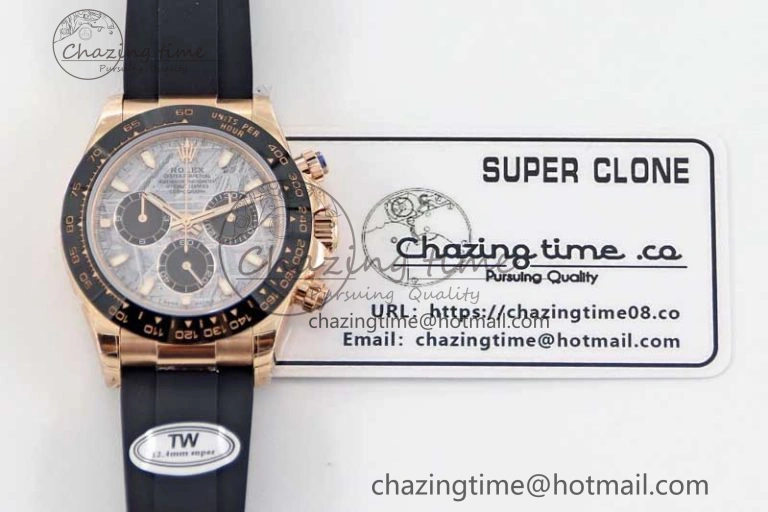 Daytona 116515 RG TWF 1:1 Best Edition 904L Steel Gray Meteorite Black Dial on Oysterflex Strap A7750