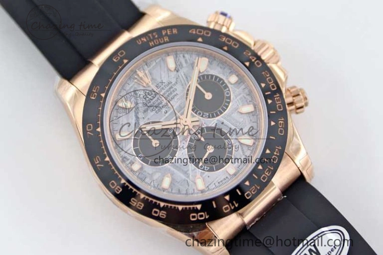 Daytona 116515 RG TWF 1:1 Best Edition 904L Steel Gray Meteorite Black Dial on Oysterflex Strap A7750