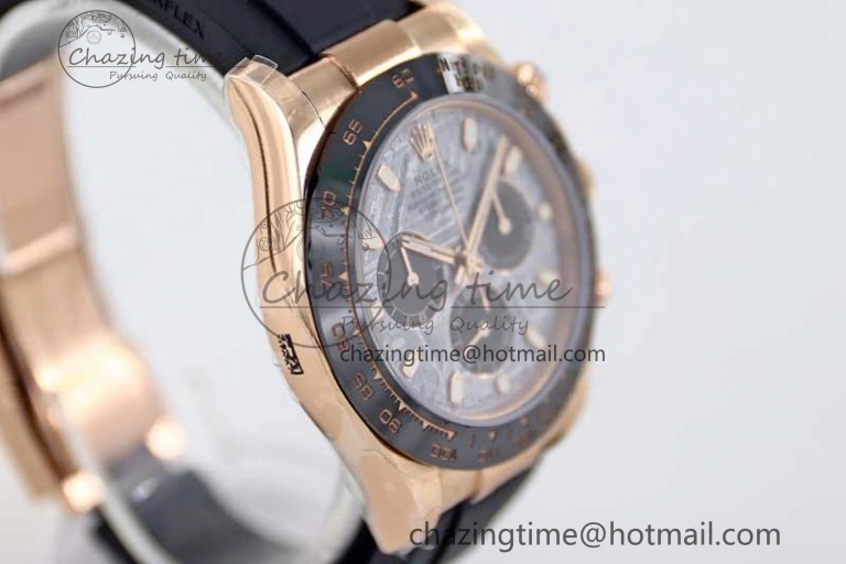 Daytona 116515 RG TWF 1:1 Best Edition 904L Steel Gray Meteorite Black Dial on Oysterflex Strap A7750