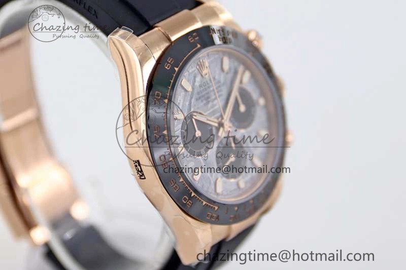 Daytona 116515 RG TWF 1:1 Best Edition 904L Steel Gray Meteorite Black Dial on Oysterflex Strap A7750