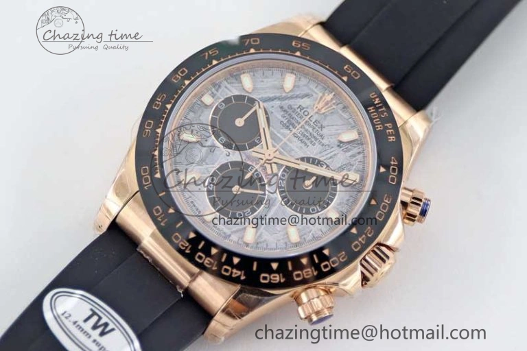 Daytona 116515 RG TWF 1:1 Best Edition 904L Steel Gray Meteorite Black Dial on Oysterflex Strap A7750