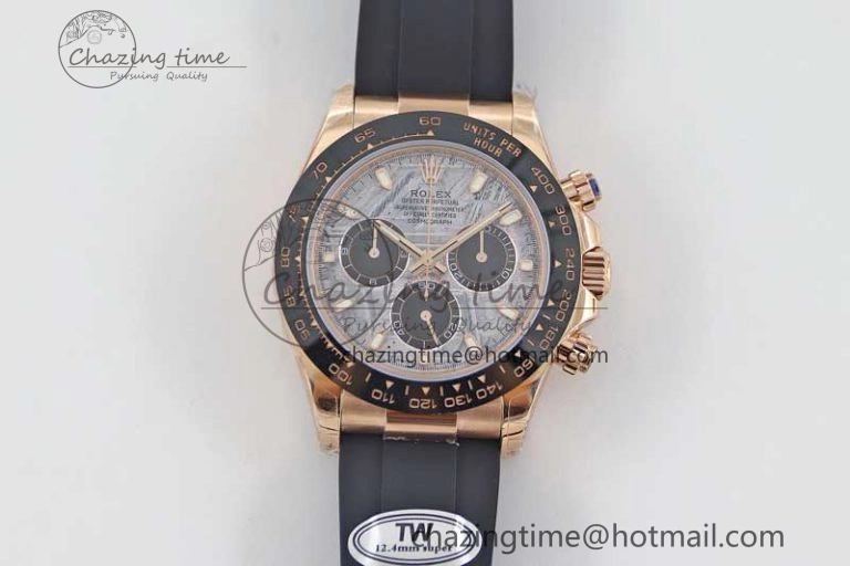 Daytona 116515 RG TWF 1:1 Best Edition 904L Steel Gray Meteorite Black Dial on Oysterflex Strap A7750