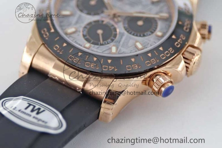 Daytona 116515 RG TWF 1:1 Best Edition 904L Steel Gray Meteorite Black Dial on Oysterflex Strap A7750