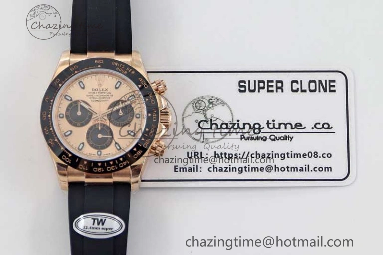 Daytona 116515 RG TWF 1:1 Best Edition 904L Steel RG Black Dial on Oysterflex Strap A7750