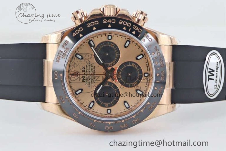 Daytona 116515 RG TWF 1:1 Best Edition 904L Steel RG Black Dial on Oysterflex Strap A7750