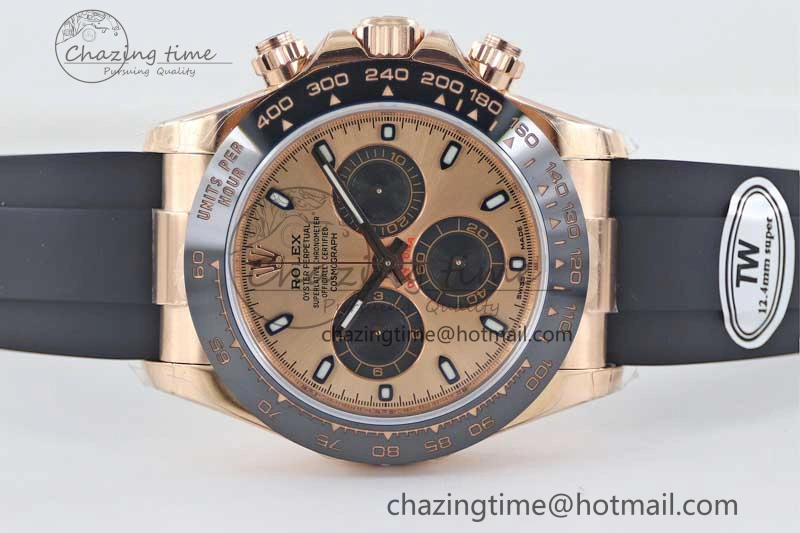 Daytona 116515 RG TWF 1:1 Best Edition 904L Steel RG Black Dial on Oysterflex Strap A7750