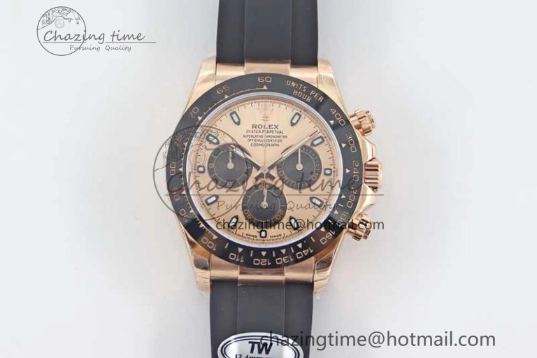 Daytona 116515 RG TWF 1:1 Best Edition 904L Steel RG Black Dial on Oysterflex Strap A7750