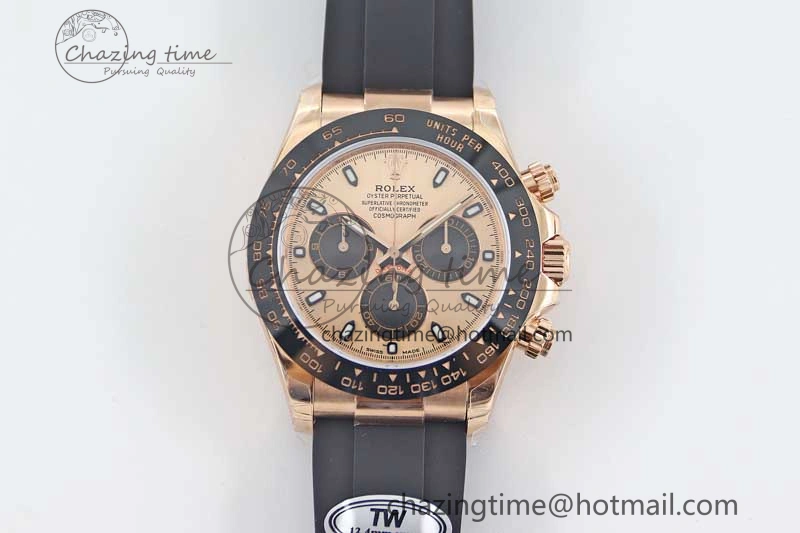 Daytona 116515 RG TWF 1:1 Best Edition 904L Steel RG Black Dial on Oysterflex Strap A7750